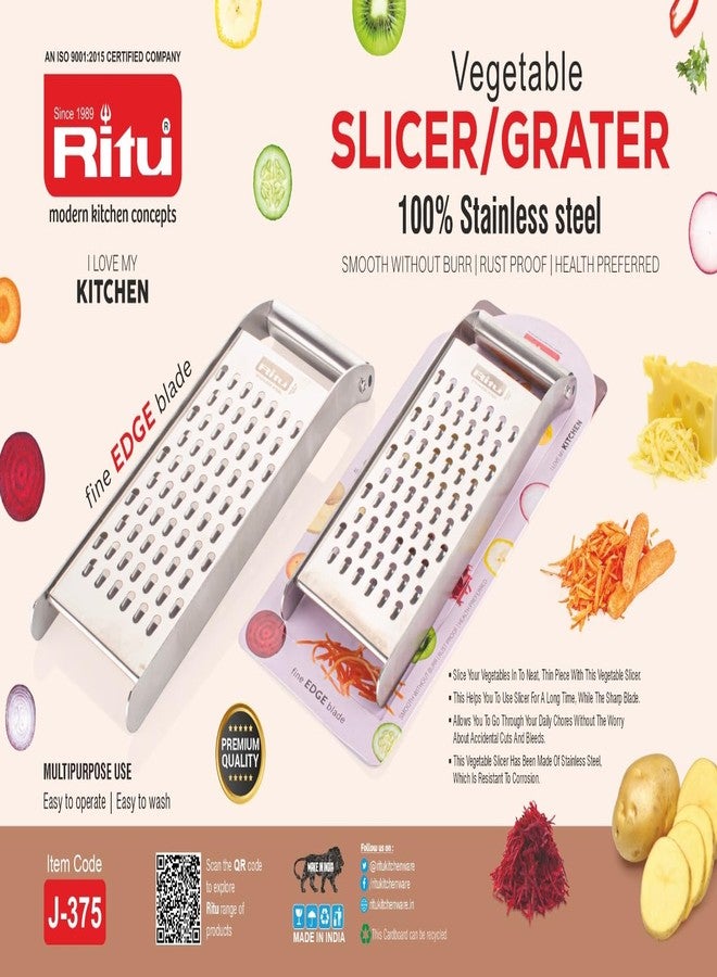 Ritu J-375 Carrot Greater, Stainless Steel Vegetable Slicer, Carrot Grater, Cheese Grater, Ginger Grater, Coconut Grater Chocolate Grater, Garlic Grater Slicer Cutter for Kitchen (Big) - Image 4